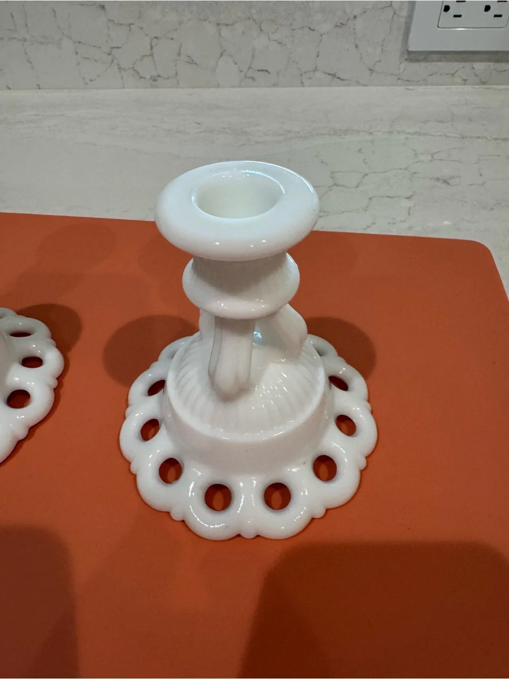 Westmoreland White Milk Glass Candle Holders - Pair
